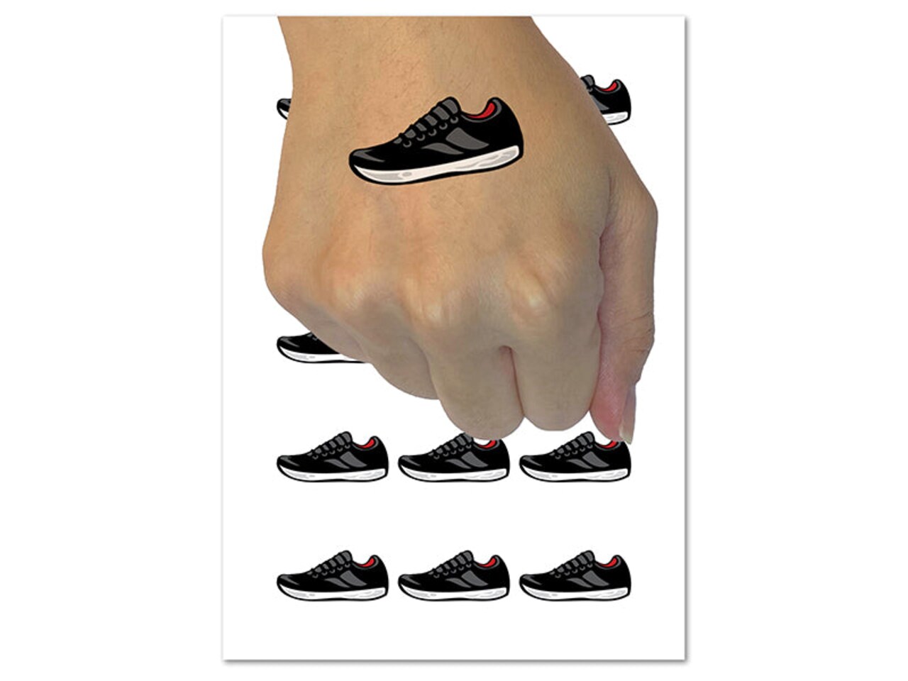 Athletic Running Shoe Temporary Tattoo Water Resistant Fake Body Art Set Collection (1 Sheet)